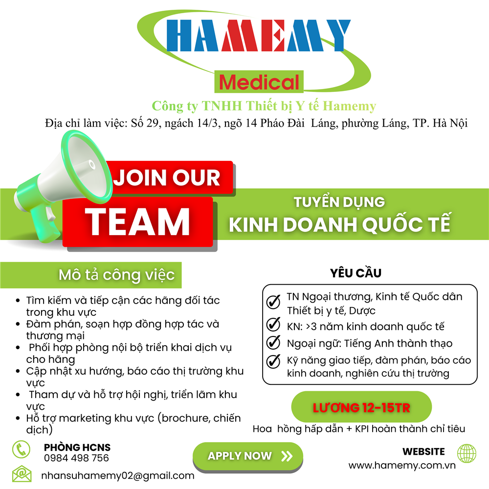 TUYỂN DỤNG NHÂN VIÊN KINH DOANH QUỐC TẾ